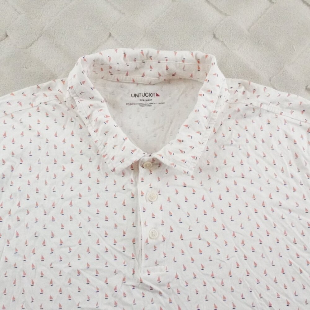 UNTUCKit Polo Shirt Mens 3XL Boat Print Multi Color Golf Preppy